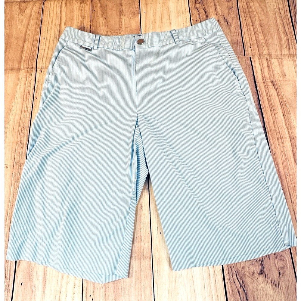 Vintage Ralph Lauren LRL Active Striped Chino Shorts Women White/Blue Size 8